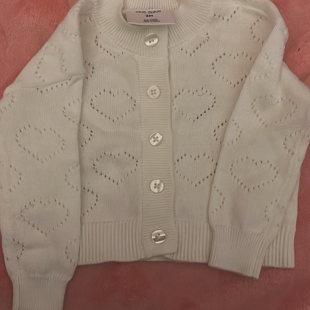 White Heart Pattern Sweater